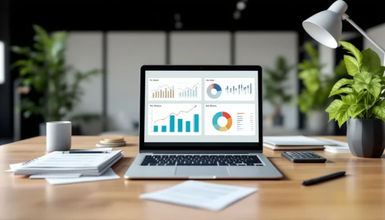 Calculadora digital e documentos fiscais sobre mesa de escritório moderno com gráficos de análise tributária
